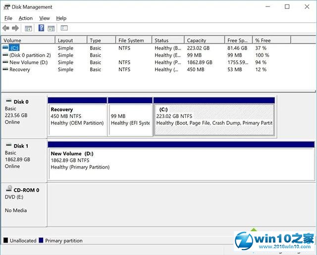 win10系统专业版系统分区的操作方法