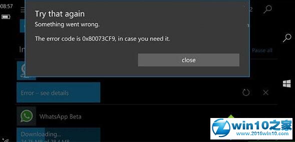 win10系统手机版14905更新应用提示错误0x80073cf9的解决方法