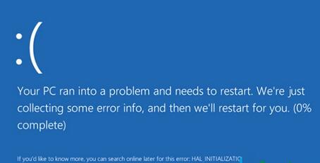 Win10系统出现蓝屏提示“You PC ran into a problem