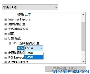 win10系统USB选择性暂停设置方法